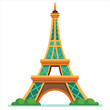 colorful flat illustration of iconic landmark, eiffel tower