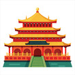 colorful flat illustration of iconic landmark, forbidden city