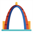colorful flat illustration of iconic landmark, gateway arch