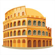 colorful flat illustration of iconic landmark, colosseum