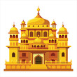 colorful flat illustration of iconic landmark, golden temple of amritsar