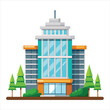 colorful flat illustration of iconic landmark, trade center building