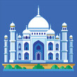 colorful flat illustration of iconic landmark, taj mahal