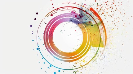 Wall Mural - Colorful circle elements in vibrant rainbow colors on a plain white background. 