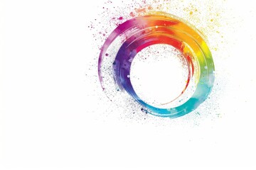 Wall Mural - Colorful circle elements in vibrant rainbow colors on a plain white background. 