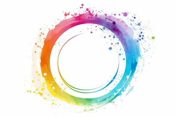 Wall Mural - Colorful circle elements in vibrant rainbow colors on a plain white background. 
