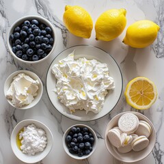 Wall Mural - the ingredients for a Blueberry Lemon Lasagna recipe