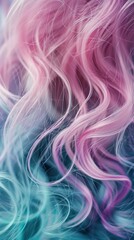Wall Mural - Pink and turquoise multicolored hair texture with soft waves
