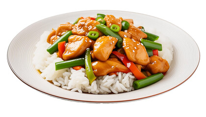 a special Chinese dish of kung pao chicken with rice