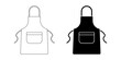 outline silhouette apron icon set isolated on white background