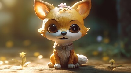 Wall Mural - adorable baby fox. created with generative ai.