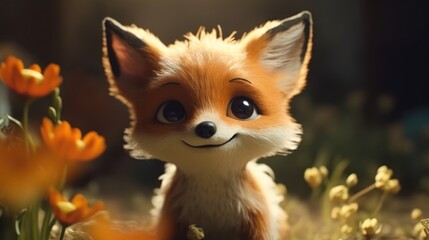 Wall Mural - adorable baby fox. created with generative ai.