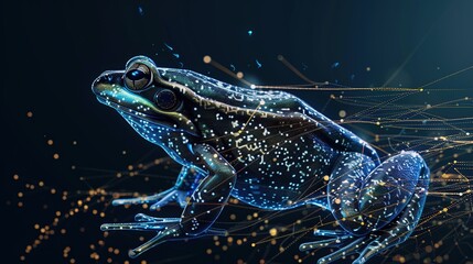 Wall Mural - Big data visualization. A digital frog in flow information. Information aesthetic design. Generative AI
