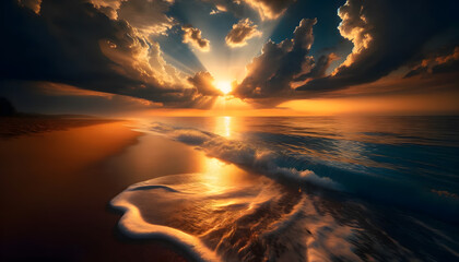 Heavenly Dawn: Radiant Sunrise at Secluded Beach