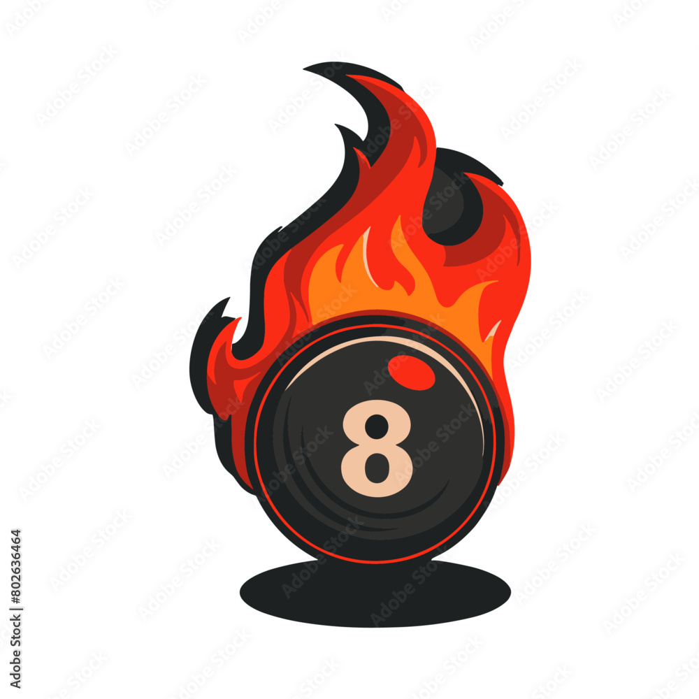 cartoon illustration of a fiery eight ball Stock Vector | Adobe Stock