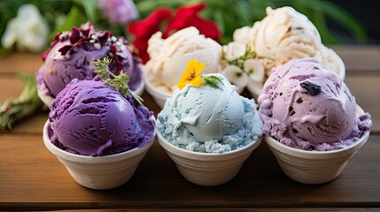 Wall Mural - Assortment of colorful ice cream scoops