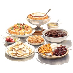 Wall Mural - Catering buffet with desserts, cupcakes, cakes and fruits.