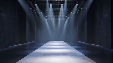 Fashion runway with spot light. Before a fashion show. Fashion concept.