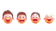© fumoto-lab - 透過データ、3D風の顔アイコン4種類