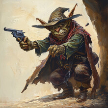 Rogue's Resolve: The Menacing Goblin Outlaw In Wild West Confrontation






