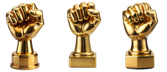 Fototapete - set of golden fisht trophy cups for first prize winning, isolated on a transparent background. PNG, cutout, or clipping path	
