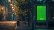 Digital ad for mock up. green screen. In street at night