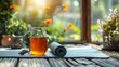 A yoga mat and herbal tea, promoting holistic wellness and mindful living