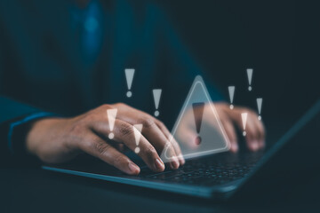 Fototapete - Cybersecurity, Internet cyber crime, System alert warning. Malicious software, threat, virus or compromised information. Cyber attack on computer network. data privacy, illegal connection, cybercrime.