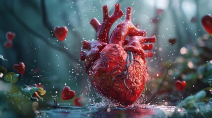 Poster - A captivating 3D rendering image promoting awareness campaigns and community outreach events focused on heart health promotion, screening, and education