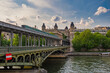 Paris France, city skyline at Seine River and Bir-Hakeim Bridge