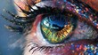 © Ashi - Vibrant eye art: delicately painted in mesmerizing array of colors - abstract eye painting, colorful artwork, creative eye design - vector illustration