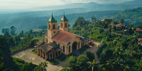 Sticker - Church with green roof and green cross on top