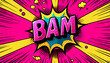  A vibrant bubble gum pink pop art comic book background with the word 'BAM'