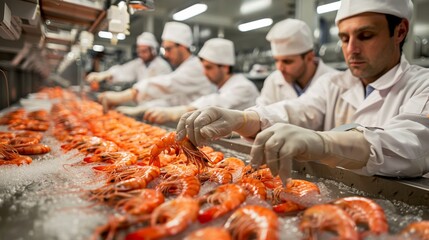 Wall Mural - the rigorous quality assurance checks at each step of seafood processing, ensuring naturalness