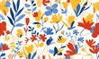 seamless pattern Matisse inspired bold and bright on white backgorund, Generative AI