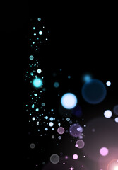 Wall Mural - abstract blue bokeh lights on a black background.