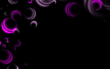 Wall Mural - abstract background with bokeh. purple circles on a black background