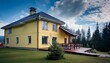 © Yasir - Luxury yellow house in the village, house in the village, Ai Generate