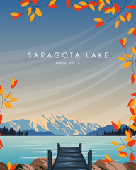 Sticker - Saratoga lake New York travel poster