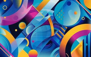 Poster - Vivid abstract artwork featuring a dynamic composition of geometric shapes and flowing lines