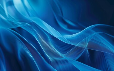 Poster - Captivating image of abstract blue silky waves flowing gracefully on a dark backdrop depicting tranquility