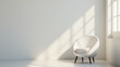 A bright and airy interior scene with a modern white chair basking in soft sunlight