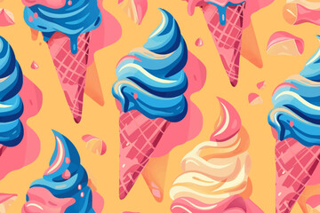 A digital illustration of retro ice cream pattern