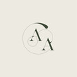 © eny - beautifull monogram initial elegant line concept AA feminine wedding style letter
