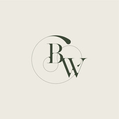 Wall Mural - beautifull monogram initial elegant line concept BW feminine wedding style letter