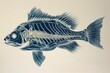 stencil of the body structure of a fish cross section