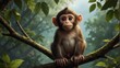 A whimsical story about a mischievous monkey perched high in a tree, observing the world below with curiosity and mischief ai_generated