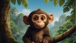 A whimsical story about a mischievous monkey perched high in a tree, observing the world below with curiosity and mischief ai_generated