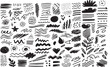© jobaida - Scribble doodle underline emphasis line shape set. Hand drawn brush stroke elements.