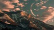   A mountain half-moon view in the sky